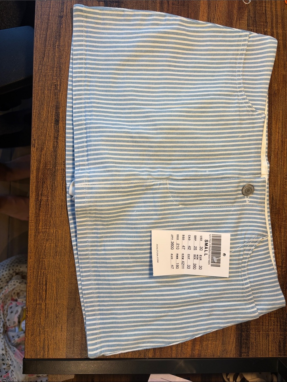 Brandy Melville Blue and White Striped High Low Skirt